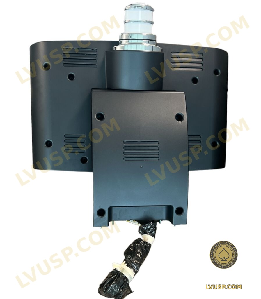Rear view of Kascada 24-inch video topper assembly with candle